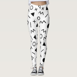 Trendy 80s Pattern Black and White Leggings