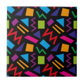 Trendy 80s Pattern Black Tegeltje (Voorkant)
