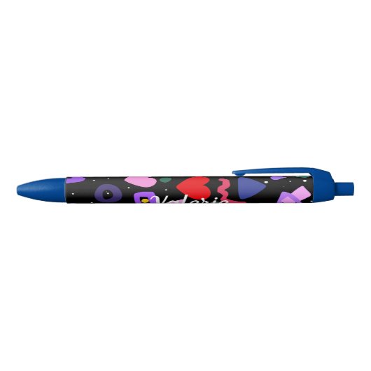 Trendy 80s Pattern Blue Ink Pen (Bovenkant)