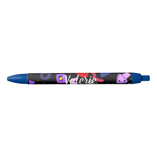 Trendy 80s Pattern Blue Ink Pen (Voorkant)