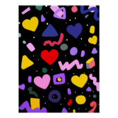 Trendy 80s Pattern Blue Ink Pen Perfect Poster (Voorkant)