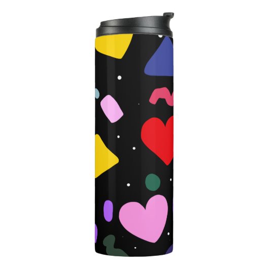 Trendy 80s Pattern Blue Ink Pen Thermosbeker (Gedraaid links)