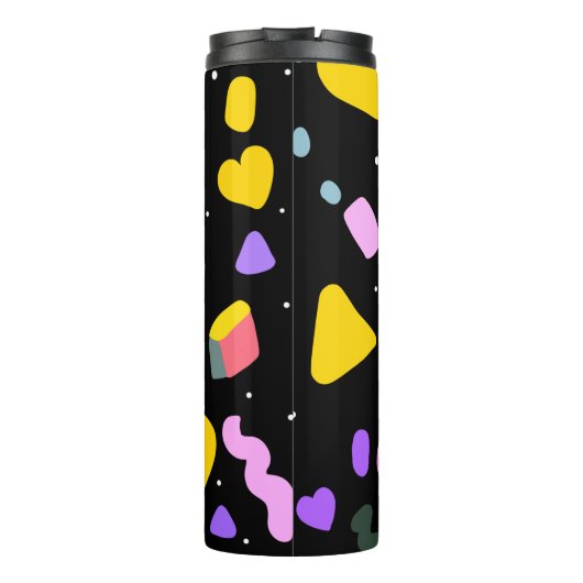 Trendy 80s Pattern Blue Ink Pen Thermosbeker (Achterkant)