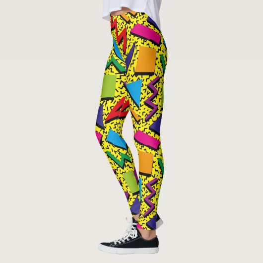Trendy 80s Pattern Colorful Yellow Leggings (Links)