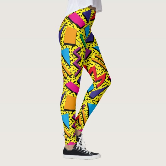 Trendy 80s Pattern Colorful Yellow Leggings (Rechts)