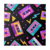 Trendy 80s Retro Cassette Pattern Tegeltje (Voorkant)