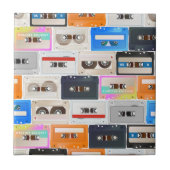 Trendy 80s Retro Cassette Pattern Tegeltje (Voorkant)