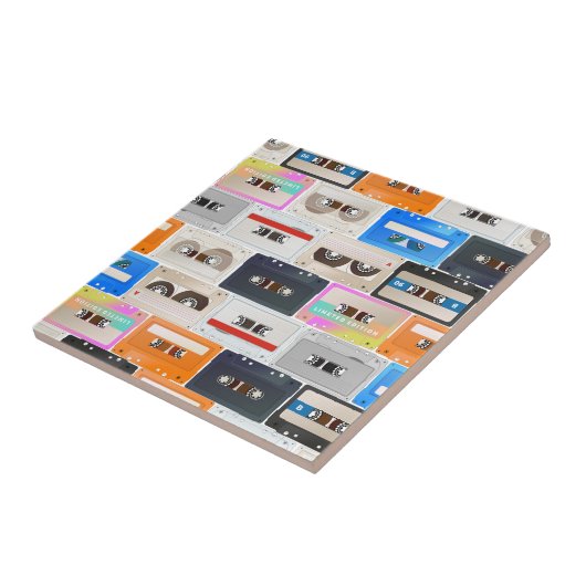 Trendy 80s Retro Cassette Pattern Tegeltje (Zijkant)