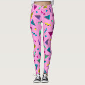 Trendy 80s Stijlroze Leggings (Voorkant)
