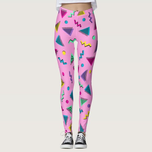 Trendy 80s Stijlroze Leggings (Voorkant)