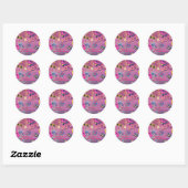 Trendy 80's Verjaardagsfeest Retro Roze Paarse Ronde Sticker (Vel)