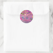 Trendy 80's Verjaardagsfeest Retro Roze Paarse Ronde Sticker (Tas)