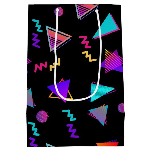 Trendy 80s zwart medium cadeauzakje (Achterkant)