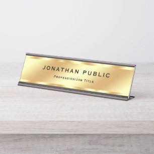 Trendy Aangepast Elegant Sjabloon Glamourous Goud Bureau Naambordje