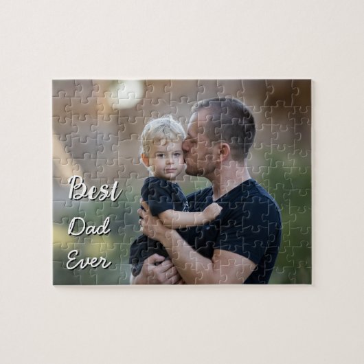 Trendy aangepaste foto Vaderdag Beste papa ooit Legpuzzel (Horizontaal)