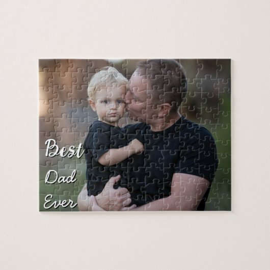 Trendy aangepaste foto Vaderdag Beste papa ooit Legpuzzel (Horizontaal)