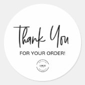 Trendy aangepaste logo Bedankt voor uw bestelling Ronde Sticker (Voorkant)