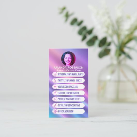 Trendy aangepaste sociale media pictogrammen link visitekaartje (Staand voorkant)