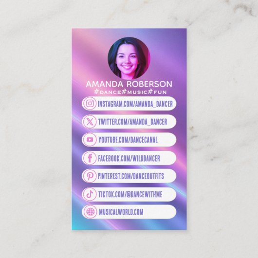 Trendy aangepaste sociale media pictogrammen link visitekaartje (Voorkant)