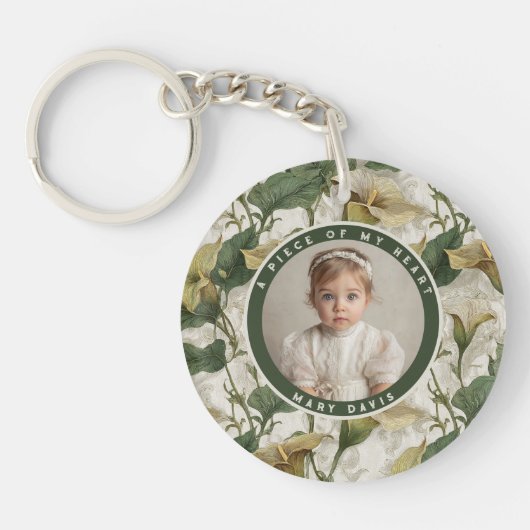 Trendy aangepaste souvenir foto Calla lelies Sleutelhanger (Voorkant)