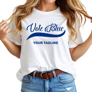 Trendy Aangepaste Stem Blauw Politiek T-shirt