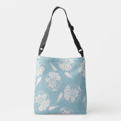 Trendy aangepaste stoffige blauwe dahlia blokdruk crossbody tas (Achterkant)