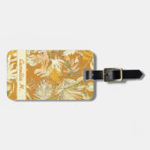 Trendy aangepaste tropische blad geel moderne kuns bagagelabel (Voorkant horizontaal)