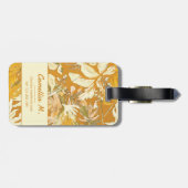 Trendy aangepaste tropische blad geel moderne kuns bagagelabel (Achterkant horizontaal)