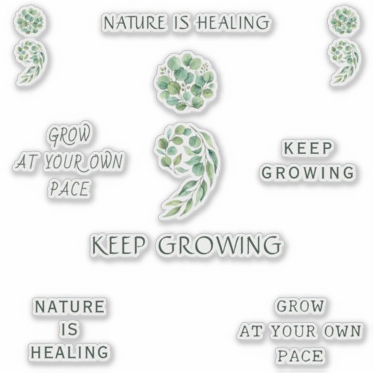 Trendy Aanmoedigende Puntkomma Positieve Planner V Sticker (Voorkant)