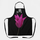 Trendy aanpasbare M monogram paarse tulpenbloem Schort (Voorkant)