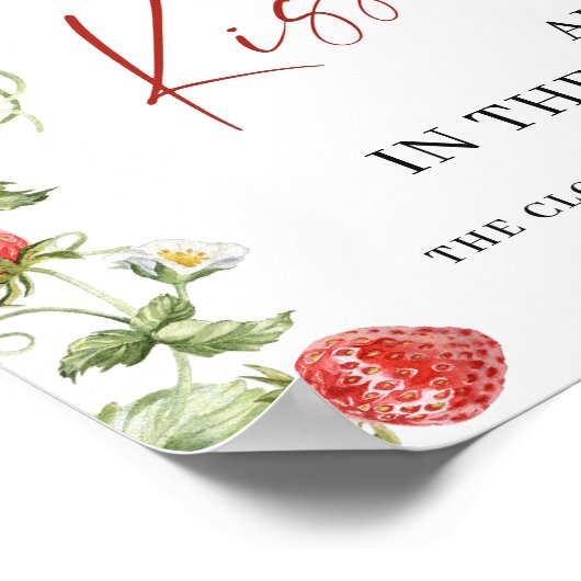 Trendy Aardbei Hoeveel Kusjes Vrijgezellenfeest Poster (Hoek)