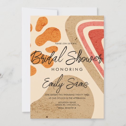 Trendy aardetintvormen abstracte bruidsdouche  kaart (Voorkant)