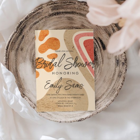 Trendy aardetintvormen abstracte bruidsdouche  kaart