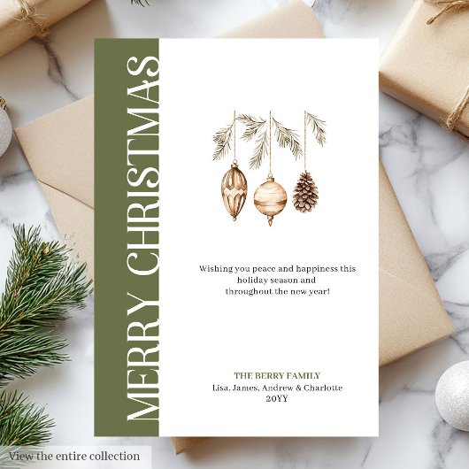 Trendy aardse kleuren Kerstkaart
