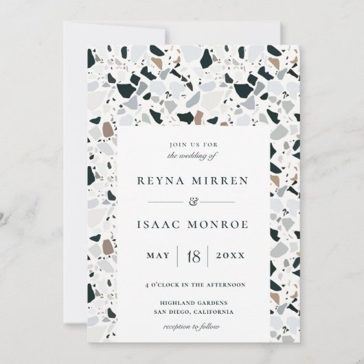 Trendy Aardse Terrazzo Artisan Lijst bruiloft Kaart (Voorkant)