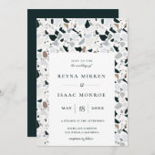 Trendy Aardse Terrazzo Artisan Lijst bruiloft Kaart (Voorkant / Achterkant)