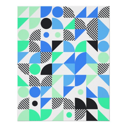Trendy Abstract Blauw Mint Groen Geometrische Patr Perfect Poster (Voorkant)