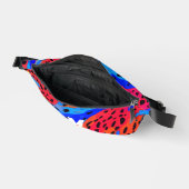 Trendy Abstract Blauw Rood Dierprint Monogram Heuptasje (Open)