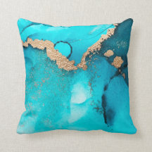 Trendy Abstract Blauwgroen Gouden Swirls