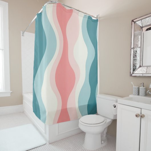 Trendy Abstract Blush Roze Mint Collectie Douchegordijn (In situ)