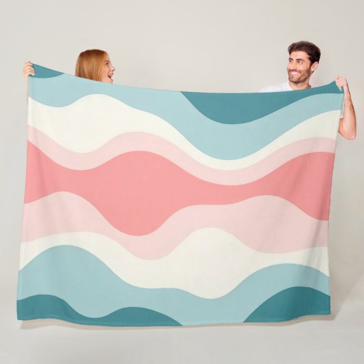 Trendy Abstract Blush Roze Mint Collectie Fleece Deken (In situ)
