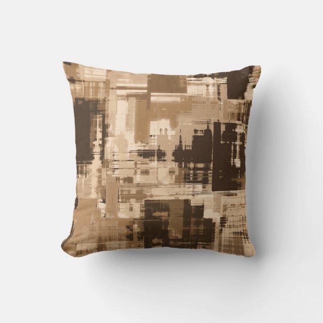 Trendy abstract bruin koffie buitenkussen (Voorkant)