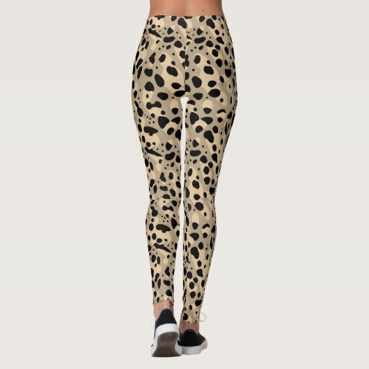 Trendy Abstract bruin sepia luipaard vlekken patro Leggings (Achterkant)