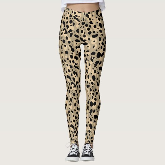 Trendy Abstract bruin sepia luipaard vlekken patro Leggings (Voorkant)