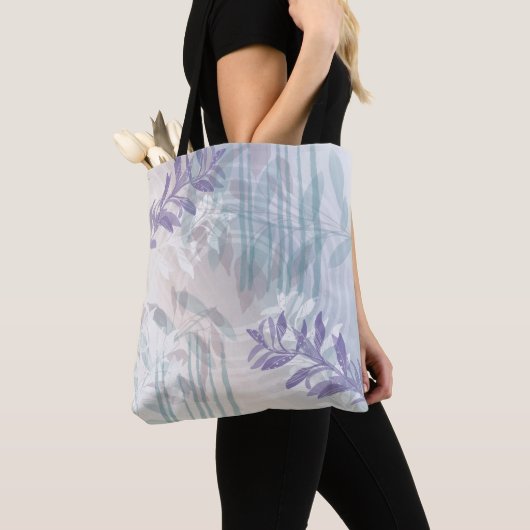 Trendy abstract floraal botanisch blad tote bag (Dichtbij)