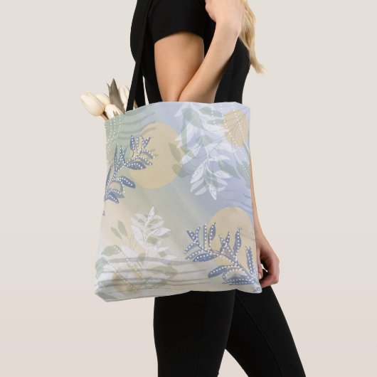 Trendy abstract floraal botanisch blad tote bag (Dichtbij)