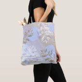 Trendy abstract floraal botanisch blad tote bag (Dichtbij)