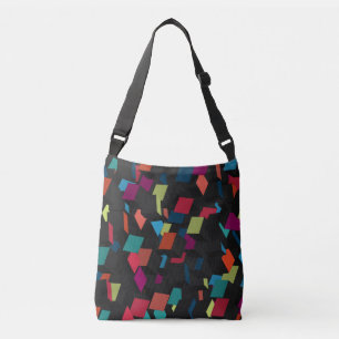 Trendy Abstract Geometric Cube Pattern Crossbody Tas