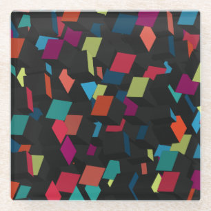 Trendy Abstract Geometric Cube Pattern Glazen Onderzetter