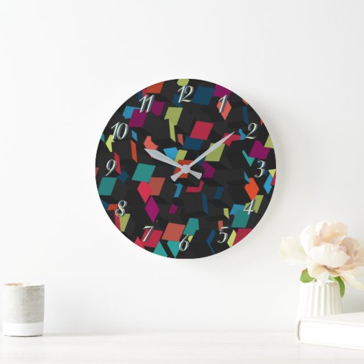 Trendy Abstract Geometric Cube Pattern Grote Klok (Huis)